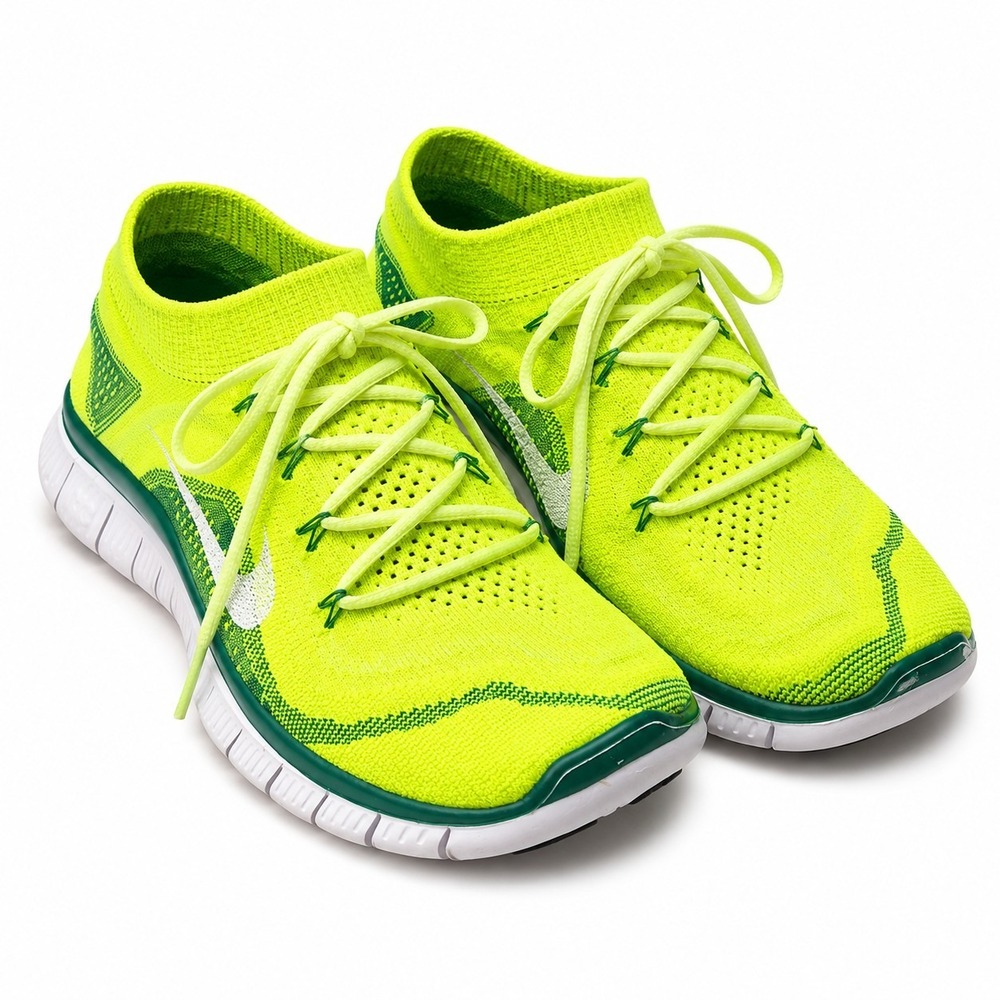 NIKE Free FlyKnit 5.0 Sneaker Women Sz 7.5 "Volt" Neon Green Upper Running Train